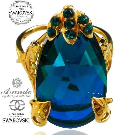 Swarovski Arande PIERŚCIONEK EMERALD GOLD ZŁOTE SREBRO CERTYFIKAT 700272