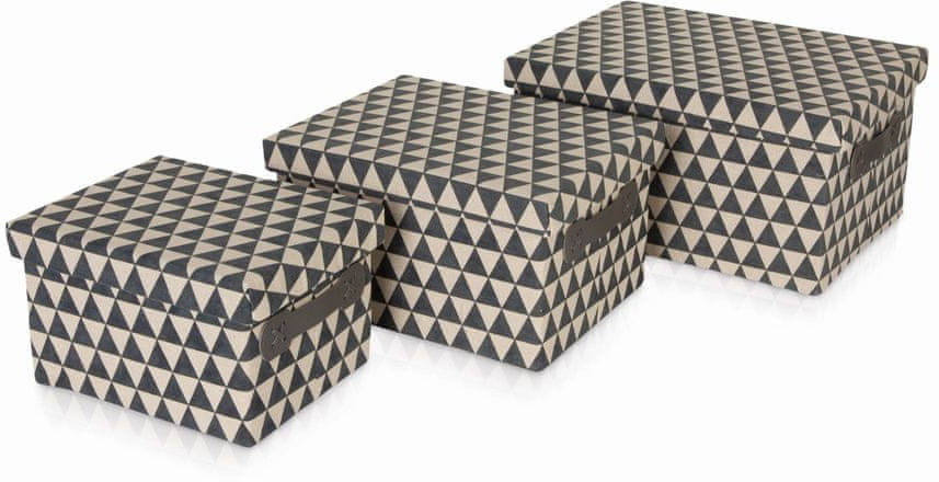 Möve Zestaw trzech koszy do przechowywania z pokrywą CANVAS ze wzorem