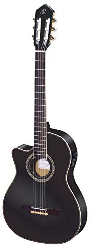 Ortega Guitars gitary RCE145LBK seria rodzinna Pro leworęczna nylonowa 6-strunowa gitara ze świerkowym topem, korpusem mahoniowym i przetwornikiem RCE145LBK