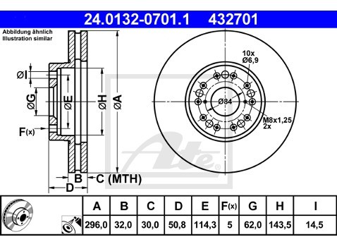 ATE TARCZA HAM 24.0132-0701.1 LEXUS GS 3.0 00-05, 3.0 T3 97-00, 4.0 97-00, 4.3 00-05  24.0132-0701.1