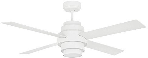 Faro Barcelona DIC Fan 33397 wentylator z oświetleniem LED (wraz z żarówką), 35 W, korpus ze stali nierdzewnej, liście ze sklejki, dyfuzor ze szkła, biała 33397