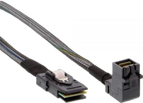 InLine Mini SAS HD Kabel SFF-8643 kątowy SFF-8087 z sideband 0.5m 27629A