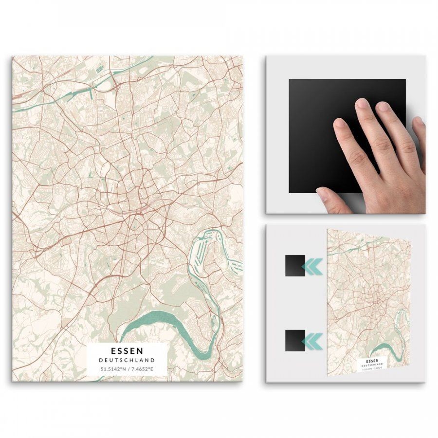 Pix4home Plakat metalowy Mapa Vintage Essen M POS-M-03171