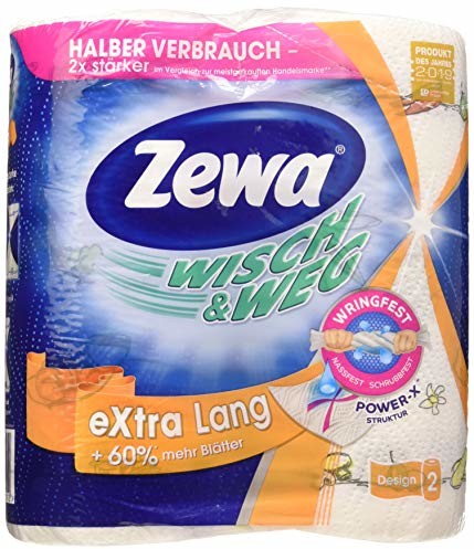 Zewa Wisch & Weg Rolka kuchenna Zewa Wisch & Weg eXtra długa z wzorem, 2 rolki z 72 arkuszami każda