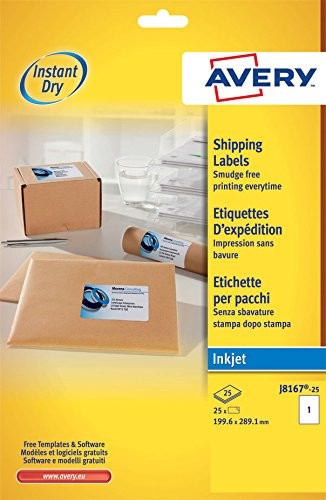 Avery J8 Quick Dry etykiet 199.6 X 289.1 Biały 572106