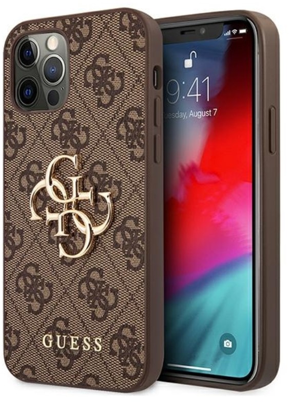 Guess 4G Big Metal Logo - Etui iPhone 12 Pro Max brązowy