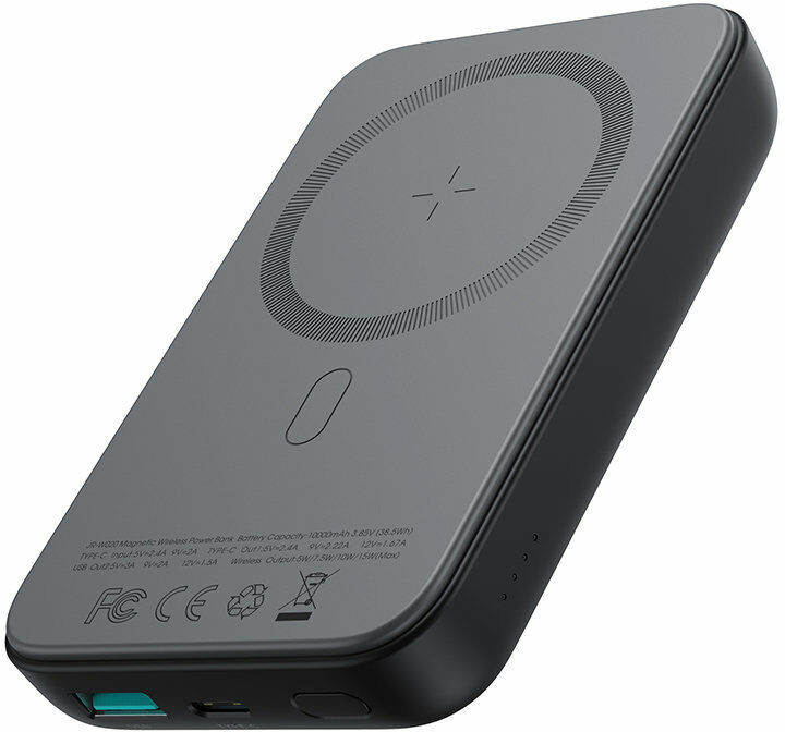 Joyroom power bank 10000mAh 20W Power Delivery Quick Charge magnetyczna ładowarka bezprzewodowa Qi 15W do iPhone kompatybilna z MagSafe czarny (JR-W020 black) JR-W020 black