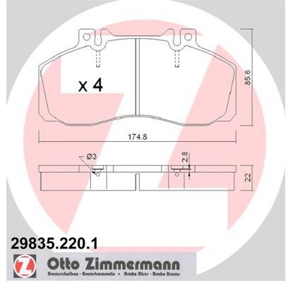 ZIMMERMANN Zestaw klocków hamulcowych, hamulce tarczowe 29835.220.1