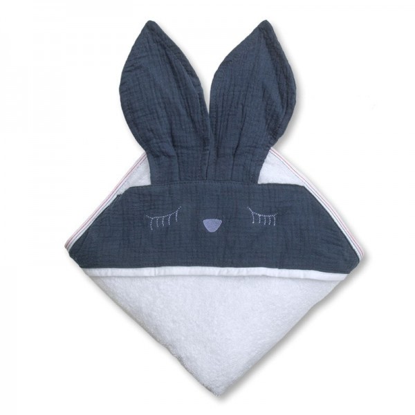 Hi Little One Hi Little One - Hi Little One  -  Ręcznik z Kapturem 100 x 100 Sleepy Bunny Hooded Bath Towel Navy