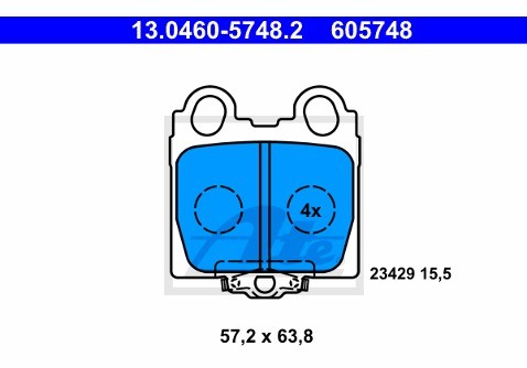 ATE Zestaw klocków hamulcowych, hamulce tarczowe 13.0460-5748.2