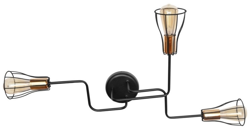 Helam Żyrandol natynkowy TUBE II 3xE27/60W/230V czarny