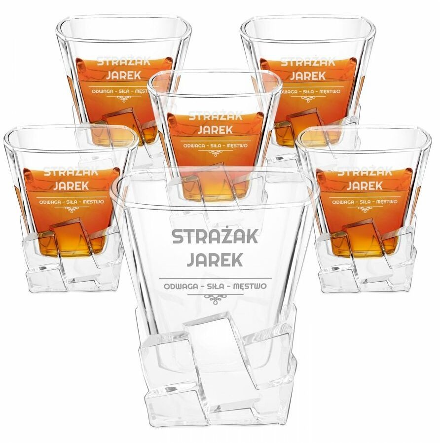 Murrano Szklanki do whisky x6 z grawerem dla strażaka na imieniny 6xSZIB-006