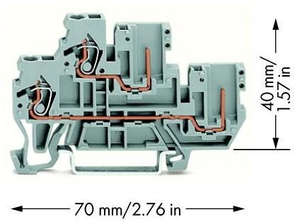 WAGO Terminal bazowy podwójny WAGO 5 mm Sprężynowe Alokacja L szary 870-101 50 szt 870-101