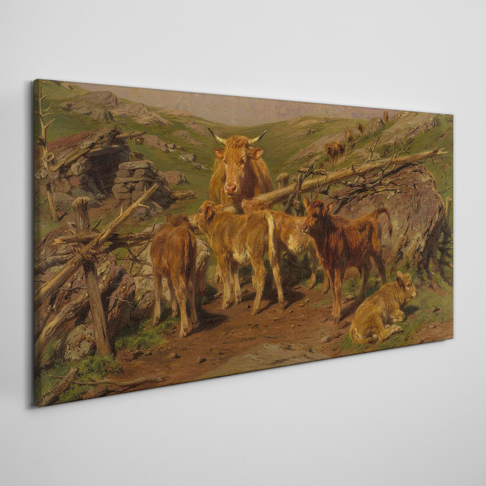 PL Coloray Obraz na Płótnie Krajobraz Zwierzęta Krowy 100x50cm