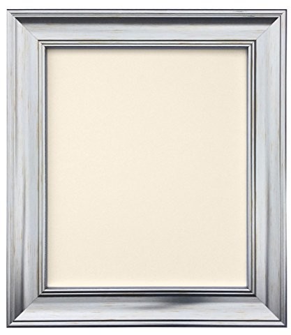 NA FRAMES BY POST FRAMES BY POST Scandi postarzana jasnoszara ramka zdjęcia z podkładką w kolorze kości słoniowej, 21 x 10 VB00PWF66LA