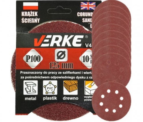 VERKE KRĄŻEK PAPIER ŚCIERNY P 100 125 MM 10 SZT. VERKE V44174 V44174