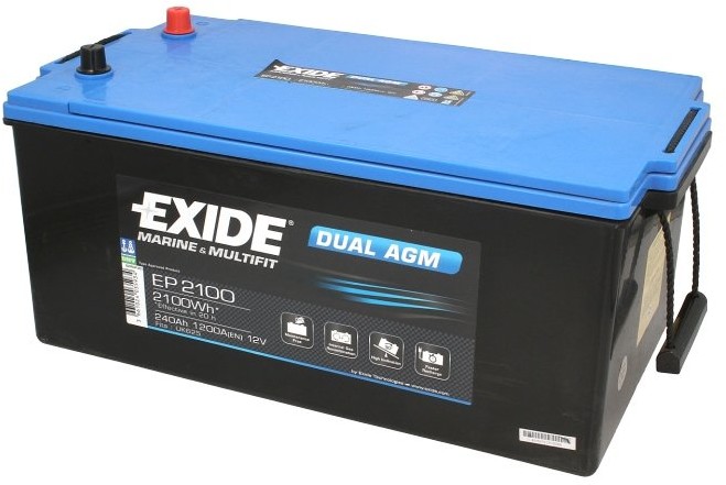 Exide DUAL AGM EP2100 240Ah 1200A/2100Wh L+