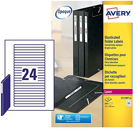 Avery Eurofolio etykiet na segregatory, tabliczki informacyjne, na plecach na drukarka laserowa/LED, 600 sztuk L7170