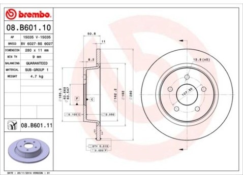 BREMBO Tarcza hamulcowa 08.B601.10