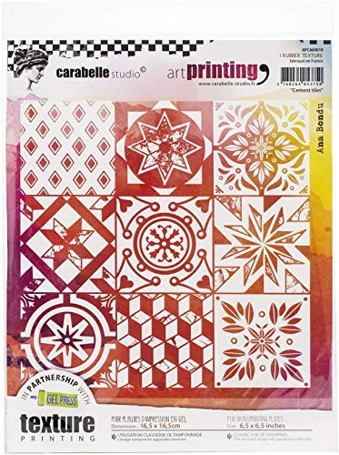 Carabelle Studios APCA60018 Carabelle Studio Art Printing gumowy stempel, kwadrat, płytki cementowe, do monodruku z płytkami żelowymi