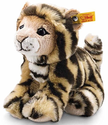 Steiff Billy Tiger 20 cm pluszowy tygrys siedzący przytulanka dla dzieci miękki i nadający się do prania doczepiony (084102) 084102