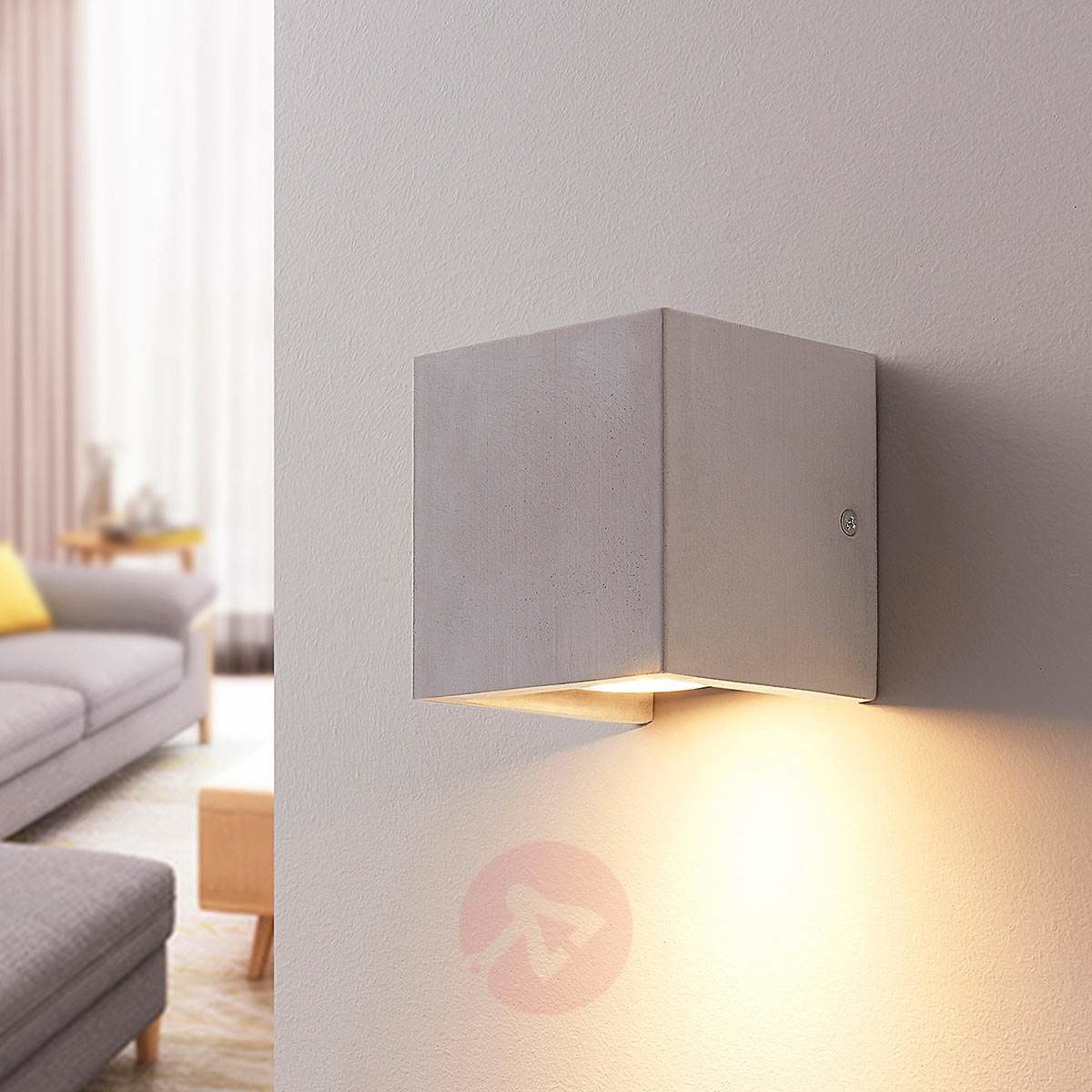 Lampenwelt com Kanciasta betonowa lampa ścienna Gerda