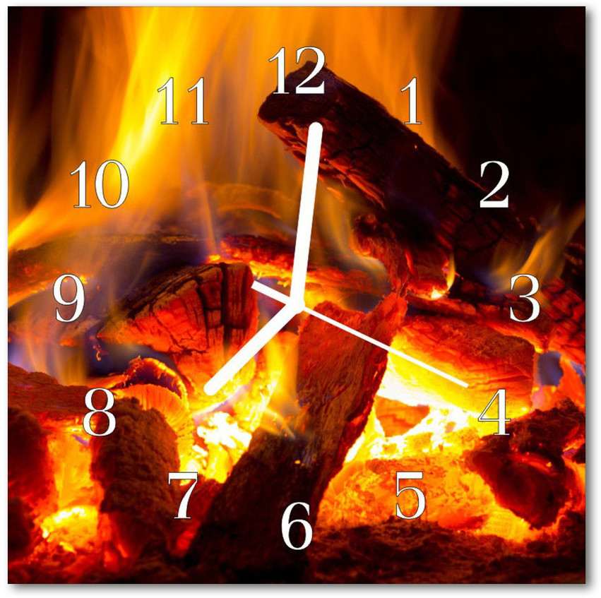 tulup pl Zegar szklany kwadratowy Ogień 30x30cm