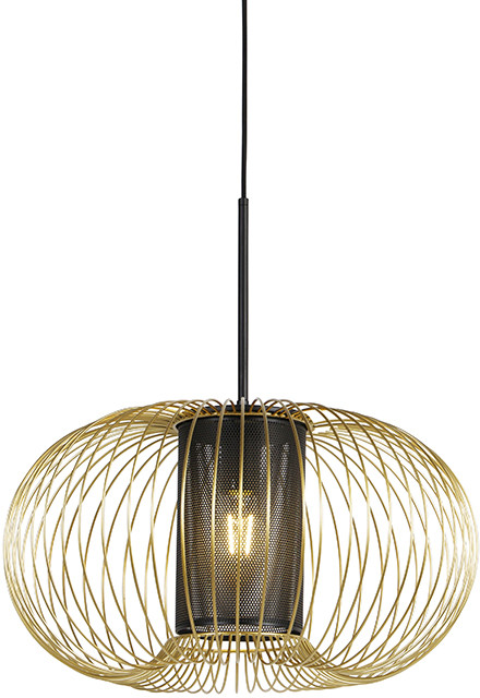 QAZQA Designerska lampa wisząca złota z czarnym 50cm - Marnie