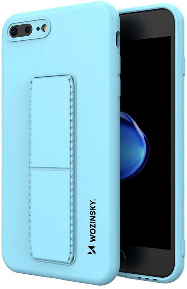 Wozinsky Kickstand Case elastyczne silikonowe etui z podstawką iPhone 8 Plus / iPhone 7 Plus jasnoniebieski