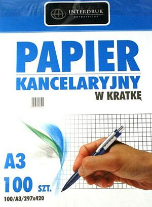 Inter-druk Papier kancelaryjny w kratkę A3 100 arkuszy