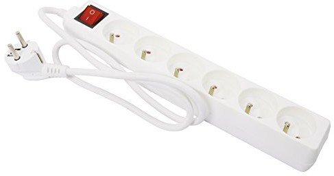 Gefotech gefotech 8219 więcej potrójne gniazdko (6 gniazd, 16 A + T, z przełącznikiem, przewód 1 m)