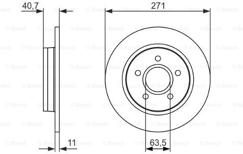 BOSCH Tarcza hamulcowa tylna, 0 986 479 763  0986479763