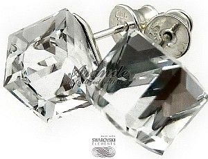 Swarovski Kolczyki Srebro Crystal Cube Certyfikat