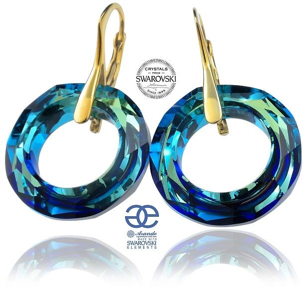 Swarovski kolczyki ZŁOTE SREBRO Certyfikat BLUE