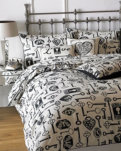 Riva Home Keys Duvet zestaw, podwójne łóżko KEYS/D02/LINBLK