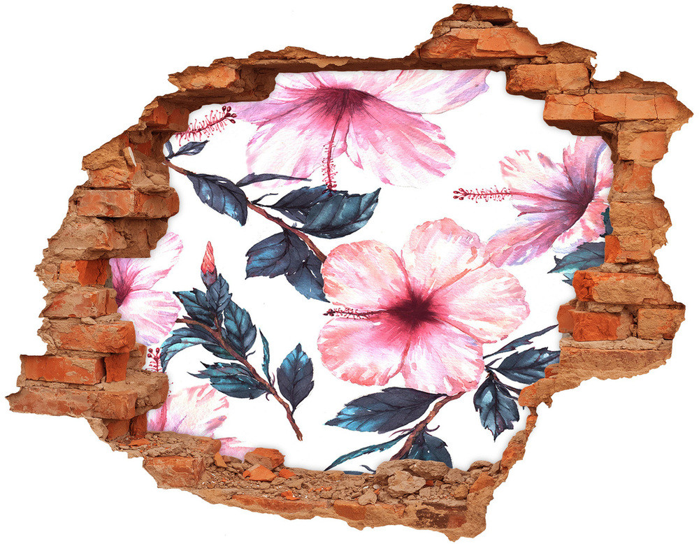 Wallmuralia.pl Naklejka 3D dziura na ścianę Kwiaty hibiskusa