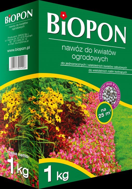 Biopon Nawóz do kwiatów ogrodowych, karton 1kg, marki