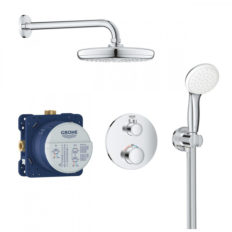 Grohe Grohtherm Zestaw prysznicowy podtynkowy termostatyczny z deszczownicą chrom 34727000