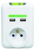 Listwa zasilająca Logo Cordless listwa zasilająca 1 gniazdko biała Logo 2x USB