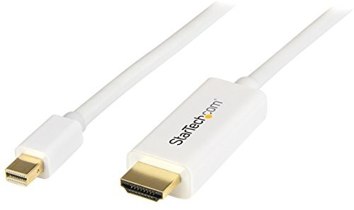 StarTech com com Mini DisplayPort do HDMI kabel konwertera - 3 stopy (1 m) - adapter mDP na HDMI z wbudowanym kablem - (M/M) Ultra HD 4K - biały (MDP2HDMM1MW) MDP2HDMM1MW