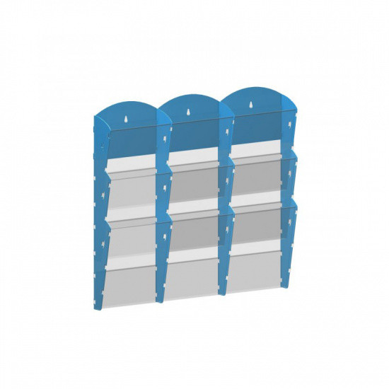 B2B Partner Plastikowy uchwyt ścienny na ulotki - 3x3 A4, niebieski 11096-modrá