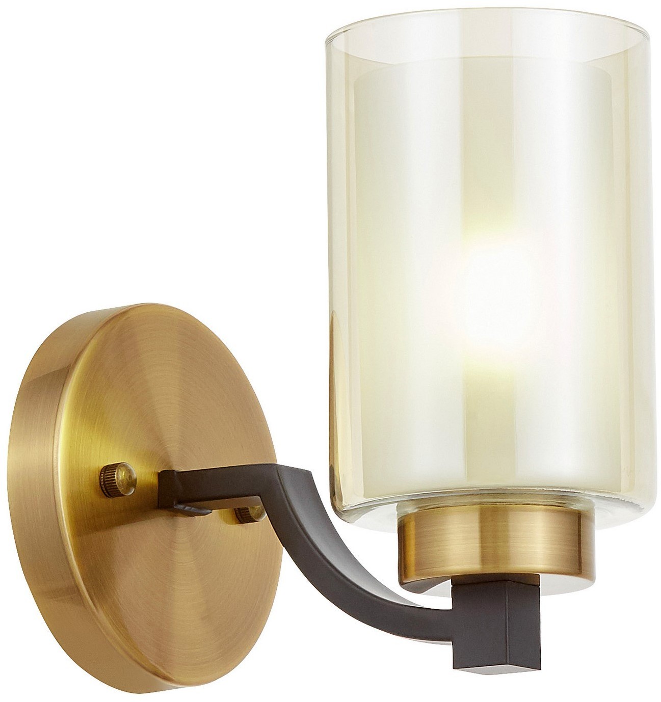 Lumina Deco LAMPA ŚCIENNA KINKIET LOFT CZARNO-MOSIĘŻNA VIGATTO W1 LDW 1224-1 (BK+MD)