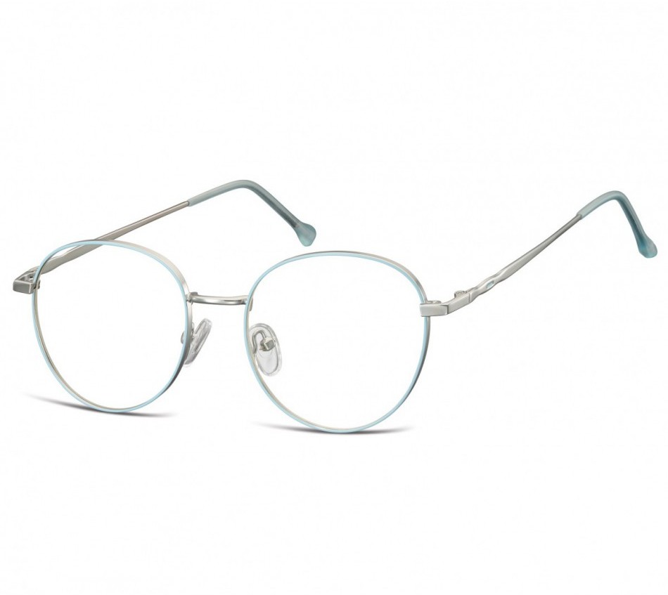 SUNOPTIC Okulary Oprawki owalne Lenonki optyczne 912A srebrno-błękitne