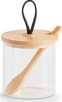 Zeller Słoik do przechowywania z łyżeczką i bambusową pokrywką 350 ml 8x8,5 cm 19565