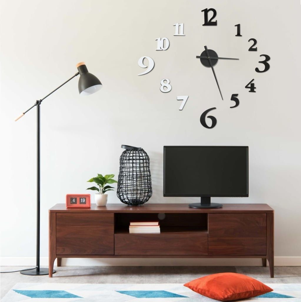 VidaXL Lumarko Zegar ścienny 3D, nowoczesny design, czarno-biały, 100 cm, XXL 325150 VidaXL