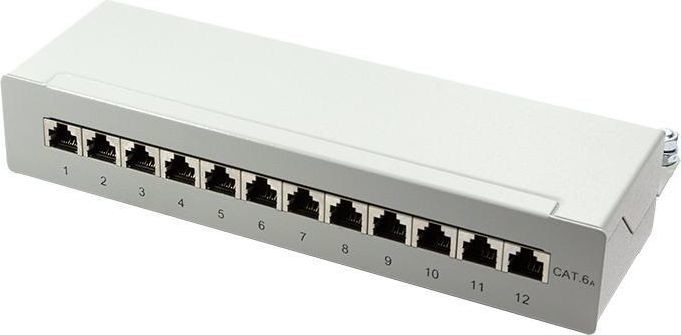LogiLink Patchpanel Tisch/Wand Cat.6A STP 12 Ports, grau - NP0019