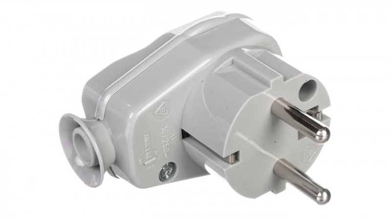Elektro-Plast OPATÓWEK Wtyczka kątowa rozbieralna z przełącznikiem i wskaźnikiem zu 16A 2P IP44 AWA-ŁKB szara 51.27 51.27