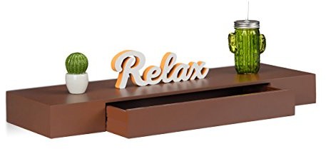 Relaxdays regał ścienny z szufladą, wiszące, wzornictwo, 25 cm głębokości, salonu, szuflada na ścianę, szafka ścienna, różne kolory 10021906_93