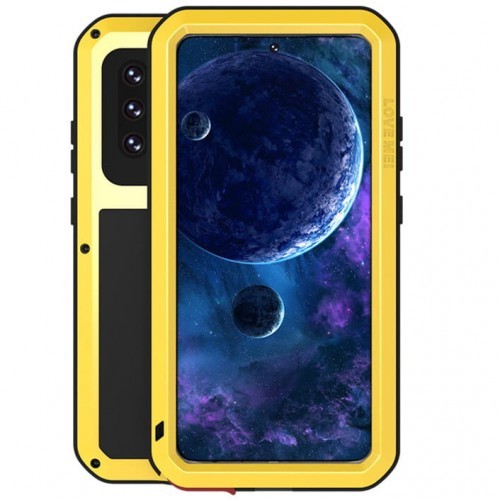 Love Mei Etui Pancerne + szkło Galaxy A52, żółte 6932809616592