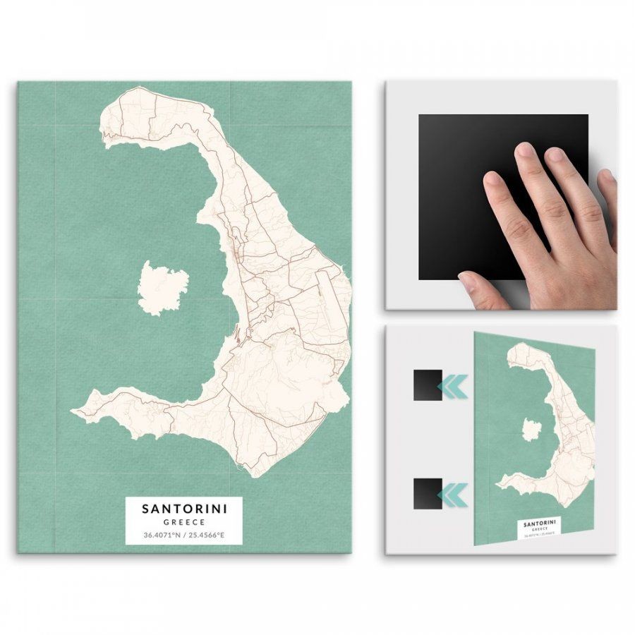 Pix4home Plakat metalowy Mapa Vintage Santoryn L POS-L-03894